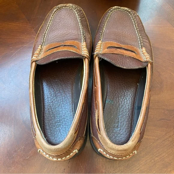 LL Bean Brown Leather Loafer Men's Size 8.5 D Wide Distressed - Picture 7 of 9